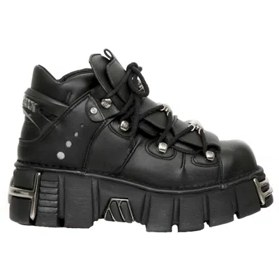 Pre-owned Rock Boots M-106-vs1 Unisex Metallic Black Vegan Leather Gothic Punk