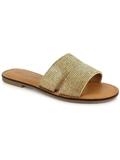 Rock Candy Berrie Womens Slip On Flat Slide Sandals In Gold