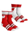 Rock 'em Big Boys And Girls  Socks Wisconsin Badgers Multi-stripe 2-pack Team Crew Sock Set In Multi