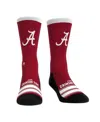 Rock 'em Rock Em' Men's And Women's Alabama Crimson Tide Gametime Stripe Crew Socks In Crimson