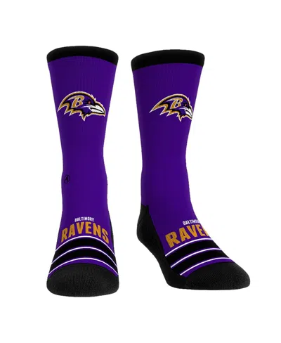 Rock 'em Rock Em' Men's And Women's Baltimore Ravens Gametime Stripeâ Crew Socks In Purple
