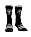Rock 'em Rock Em' Men's And Women's Las Vegas Raiders Gametime Stripe Crew Socks In Black