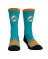 Rock 'em Men's And Women's Miami Dolphins Gametime Stripe Crew Socks In Turquoise