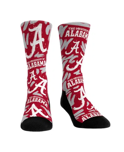 Rock 'em Men's And Women's  Socks Alabama Crimson Tide Allover Logo And Paint Crew Socks In Red