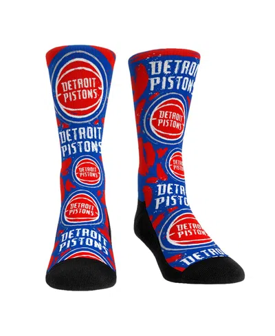 Rock 'em Men's And Women's  Socks Detroit Pistons Allover Logo And Paint Crew Socks In Multi