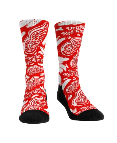 Rock 'em Men's And Women's  Socks Detroit Red Wings Allover Logo And Paint Crew Socks