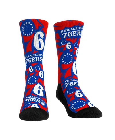 Rock 'em Men's And Women's  Socks Philadelphia 76ers Allover Logo And Paint Crew Socks In Multi