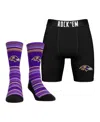 Rock 'em Men's Baltimore Ravens Primary Crew Socks Boxer Briefs Combo Pack In No Color