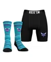 Rock 'em Men's Charlotte Hornets Primary Crew Socks And Boxer Briefs Combo Pack In Transparent