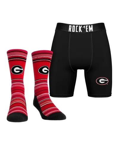 Rock 'em Men's Georgia Bulldogs Primary Crew Socks Boxer Briefs Combo Pack In No Color
