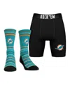 Rock 'em Men's Miami Dolphins Primary Crew Socks Boxer Briefs Combo Pack In No Color