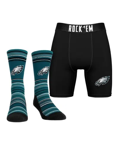 Rock 'em Men's Philadelphia Eagles Primary Crew Socks Boxer Briefs Combo Pack In No Color