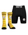 Rock 'em Men's Pittsburgh Steelers Primary Crew Socks Boxer Briefs Combo Pack In No Color
