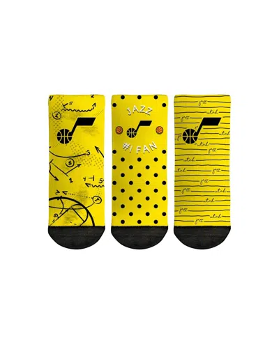 Rock 'em Babies' Toddler Boys And Girls  Socks Utah Jazz #1 Fan 3-pack Crew Socks Set In Yellow