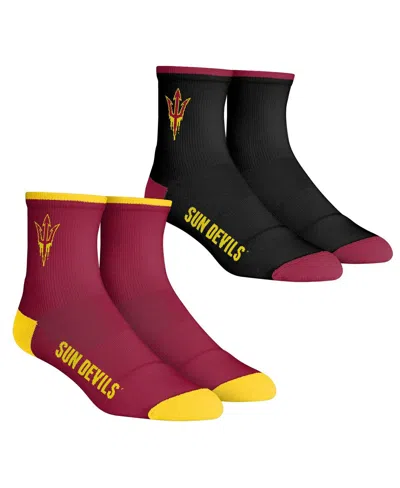 Rock 'em Kids' Youth Boys And Girls  Socks Arizona State Sun Devils Core Team 2-pack Quarter Length Sock Se In Burgundy,black