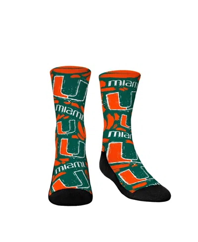 Rock 'em Kids' Youth Boys And Girls  Socks Miami Hurricanes Allover Logo And Paint Crew Socks In Brown