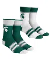 Rock 'em Youth Boys And Girls  Socks Michigan State Spartans Multi-stripe 2-pack Team Crew Sock Set In Green,white