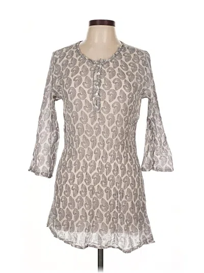 Pre-owned Rock Flower Paper 3/4 Sleeve Blouse In Gray