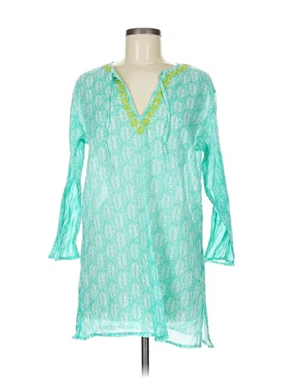 Pre-owned Rock Flower Paper 3/4 Sleeve Blouse In Green