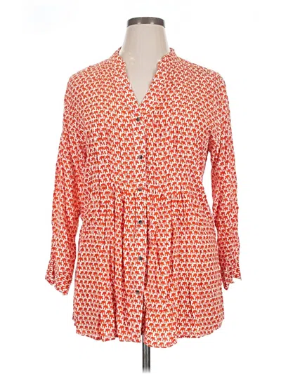 Pre-owned Rock Flower Paper Kimono In Orange