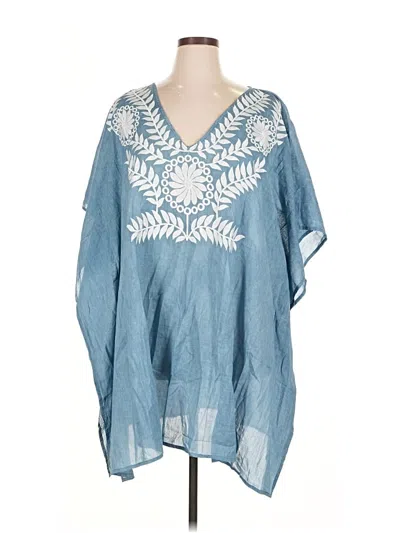 Pre-owned Rock Flower Paper Short Sleeve Blouse In Blue