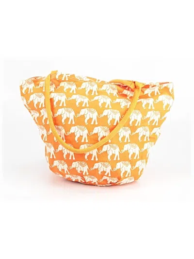 Pre-owned Rock Flower Paper Tote Bag In Orange