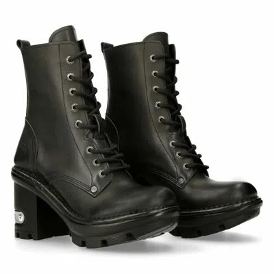 Pre-owned Rock Neotyre07x-s1 Goth  Boots Black Leather Wild Biker Shoes