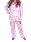 Rock Paper Scissors Bows Long Sleeve Loungewear Pajama Set In Pink Pastel In Pink