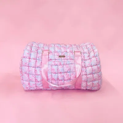 Rock Paper Scissors Women's Bows Quilted Duffle Tote In Watercolor Florals In Multi