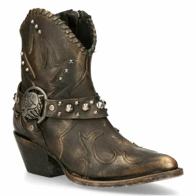 Pre-owned Rock Women's  Boots Wstm004-s1 Brown 100% Leather Cowboy Western Pointed Boot
