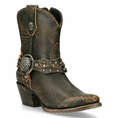 Pre-owned Rock Women's  Boots Wstm005-s2 Brown 100% Leather Cowboy Western Pointed Boot