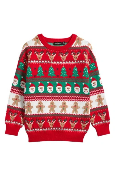 Rock Your Kid Kids' Christmas Fair Isle Cotton Crewneck Sweater In Multi