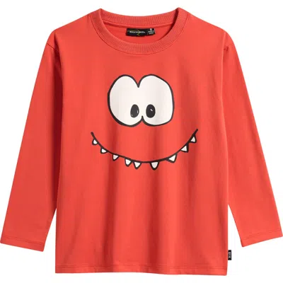 Rock Your Kid Kids' Christmas T-rex Long Sleeve Graphic T-shirt In Red