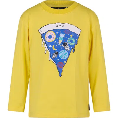 Rock Your Kid Kids' Christmas T-rex Long Sleeve Graphic T-shirt In Yellow