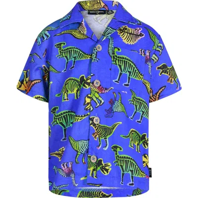 Rock Your Kid Kids' Dino Print Shirt In Blue