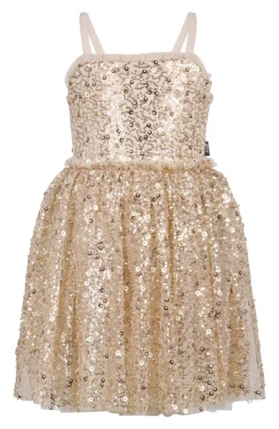 Rock Your Kid Kids' Disco Sequin Dress In Brown