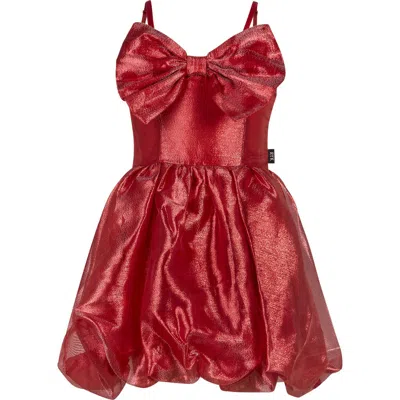 Rock Your Kid Kids' Gift Bow Taffeta Dress In Brown