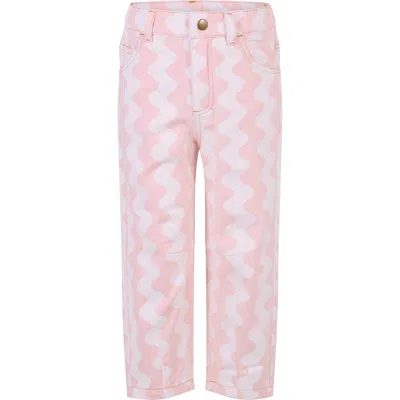 Rock Your Kid Kids' Penny Wavy Print Straight Leg Pants In Pink