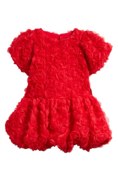 Rock Your Kid Kids' Rosette Puff Sleeve Party Dress In Red