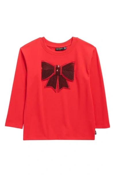Rock Your Kid Kids' Sequin Bow Long Sleeve T-shirt In Red