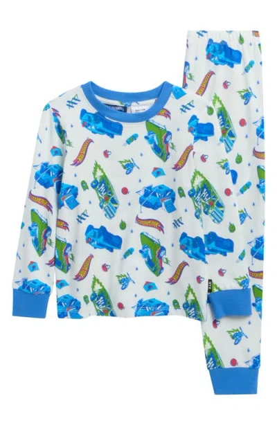 Rock Your Kid X Hot Wheels Kids' Push Your Limits Fitted Two-piece Pajamas In Blue