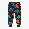 ROCK YOUR BABY BOYS BLACK COTTON DINO TIME JOGGERS