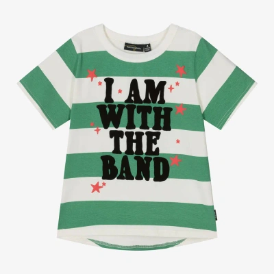 Rock Your Baby Kids' Boys Green & Ivory Striped Cotton T-shirt