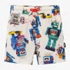 ROCK YOUR BABY BOYS IVORY COTTON ROBOT SHORTS