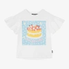 ROCK YOUR BABY GIRLS IVORY COTTON LET'S HAVE CAKE T-SHIRT