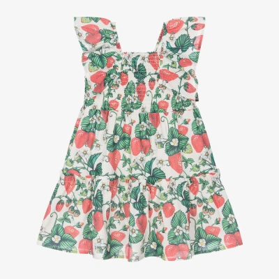 Rock Your Baby Kids' Girls Ivory Cotton Maletto Strawberry Dress