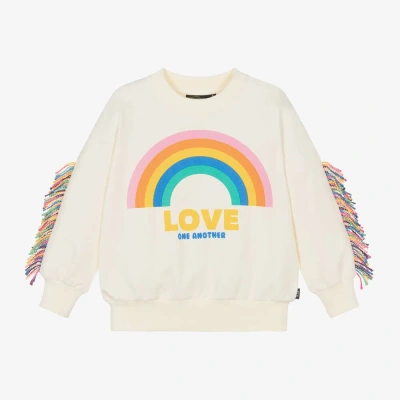 Rock Your Baby Kids' Girls Ivory Cotton Rainbow Sweatshirt