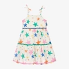 ROCK YOUR BABY GIRLS IVORY COTTON STARS TIERED DRESS