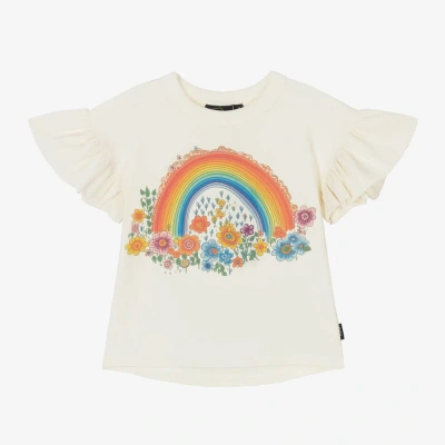 Rock Your Baby Kids' Girls Ivory Rainbow Cotton T-shirt