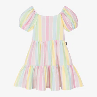 Rock Your Baby Kids' Girls Pink & Pastel Stripe Cotton Dress